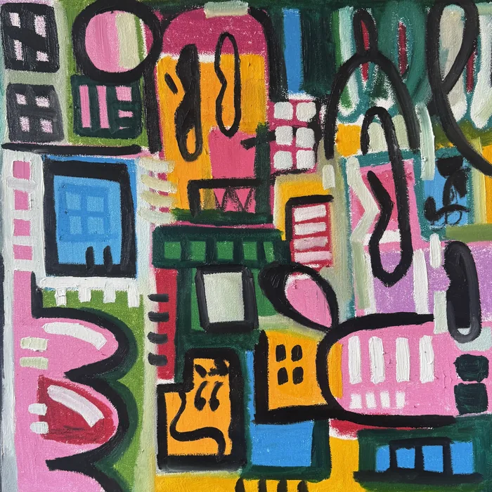 City Rounds Icon, oil on canvas, 50 × 50 cm