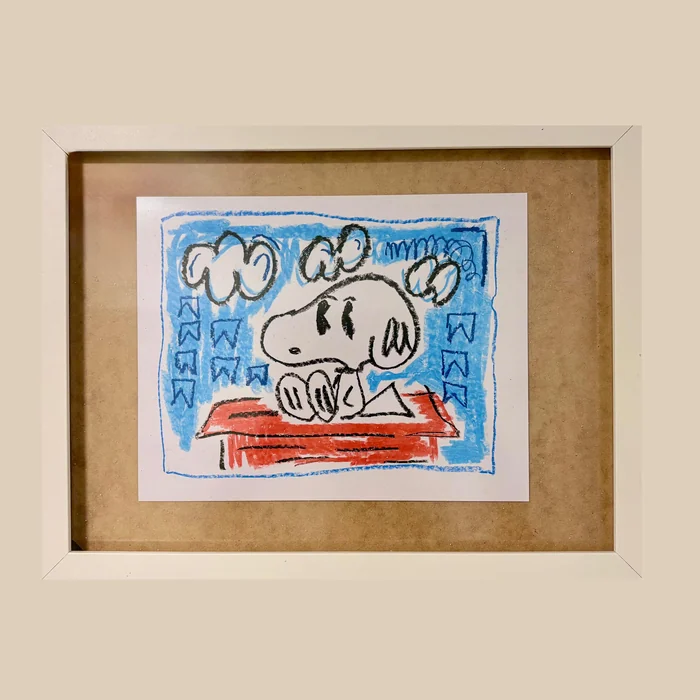 Everything Will Be OK, Jules, oil pastel on high quality cotton paper, Framed 45 × 40 cm