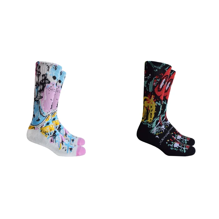 Broken Icon × Bitcoin Rat Socks, printed from two original paintings, Two pairs