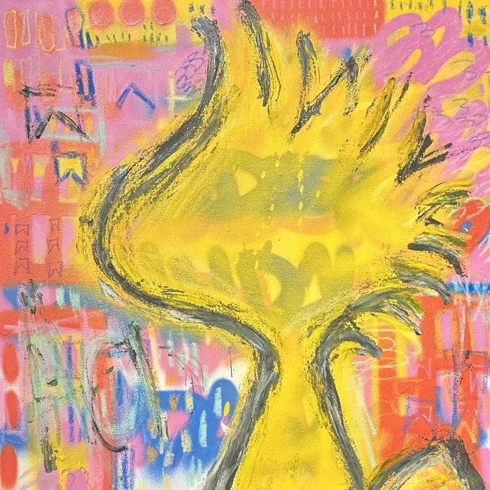 Oil Woodstock, acrylics and oil on canvas, 50 × 50 cm