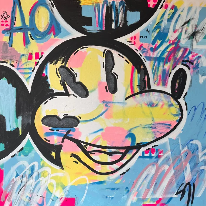 Original Pastel Disney, acrylics and spray on canvas, 100 × 100 cm