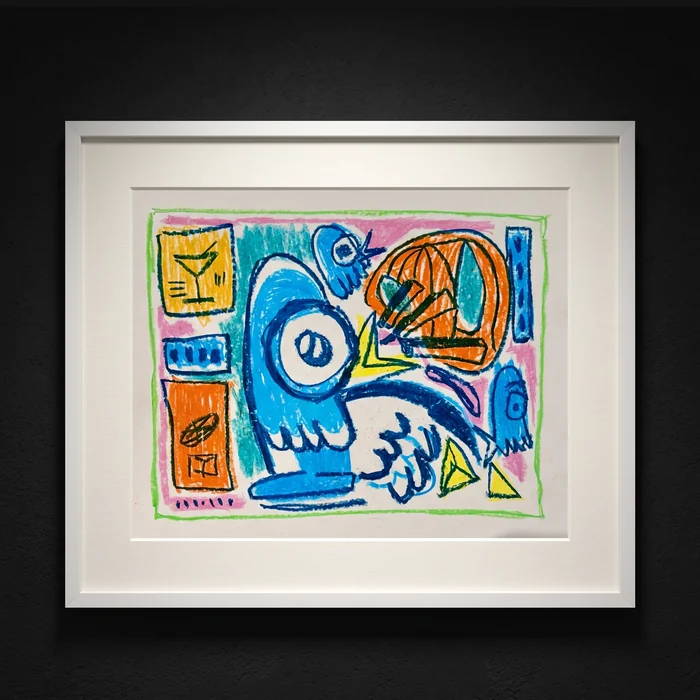 Palometa Tribute, oil pastel on high quality cotton paper, Framed 45 × 40 cm