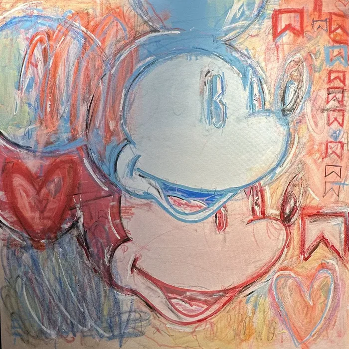 Pop Art Rat, acrylics and oil stick on canvas, 100 × 100 cm