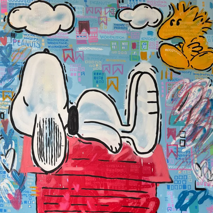 Sunday, Snoops, acrylics and spray on canvas, 100 × 100 cm